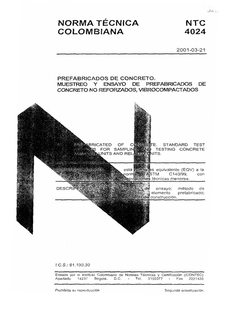 NTC 4024 Prefabricados de Concreto | PDF