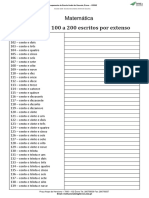 Números Por Extenso de 100 A 200