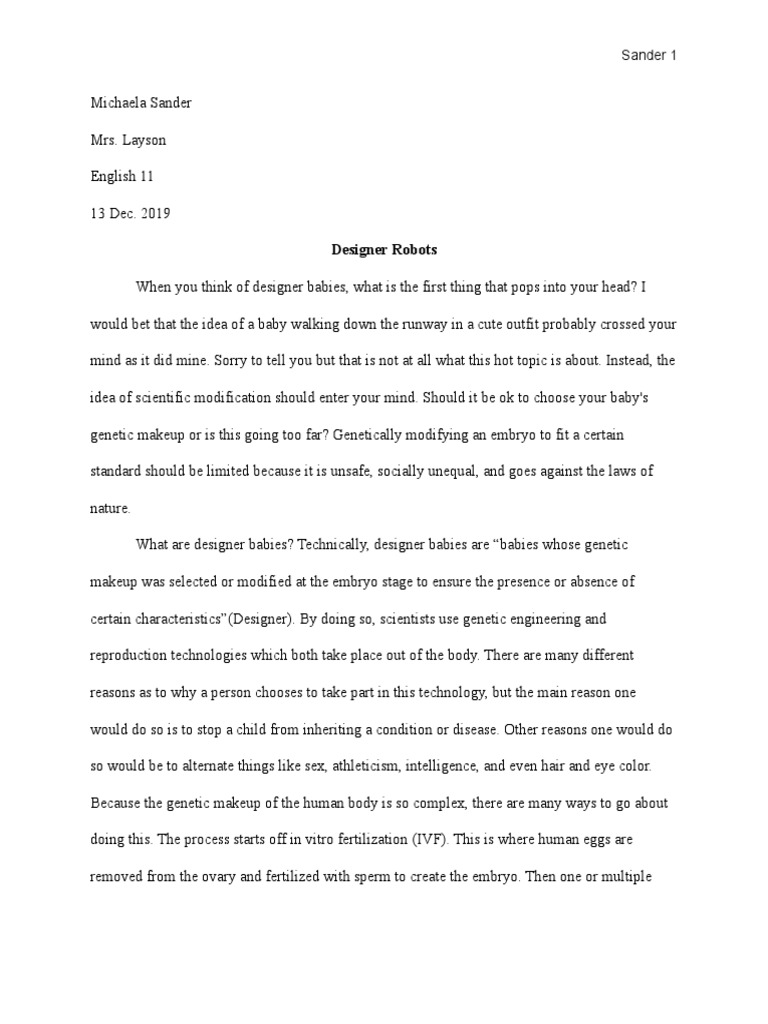 designer babies essay