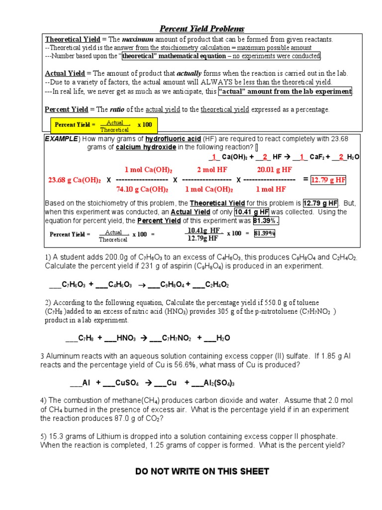 study-guide-percent-yield-ws-2-2021-pdf-stoichiometry-chemical-elements