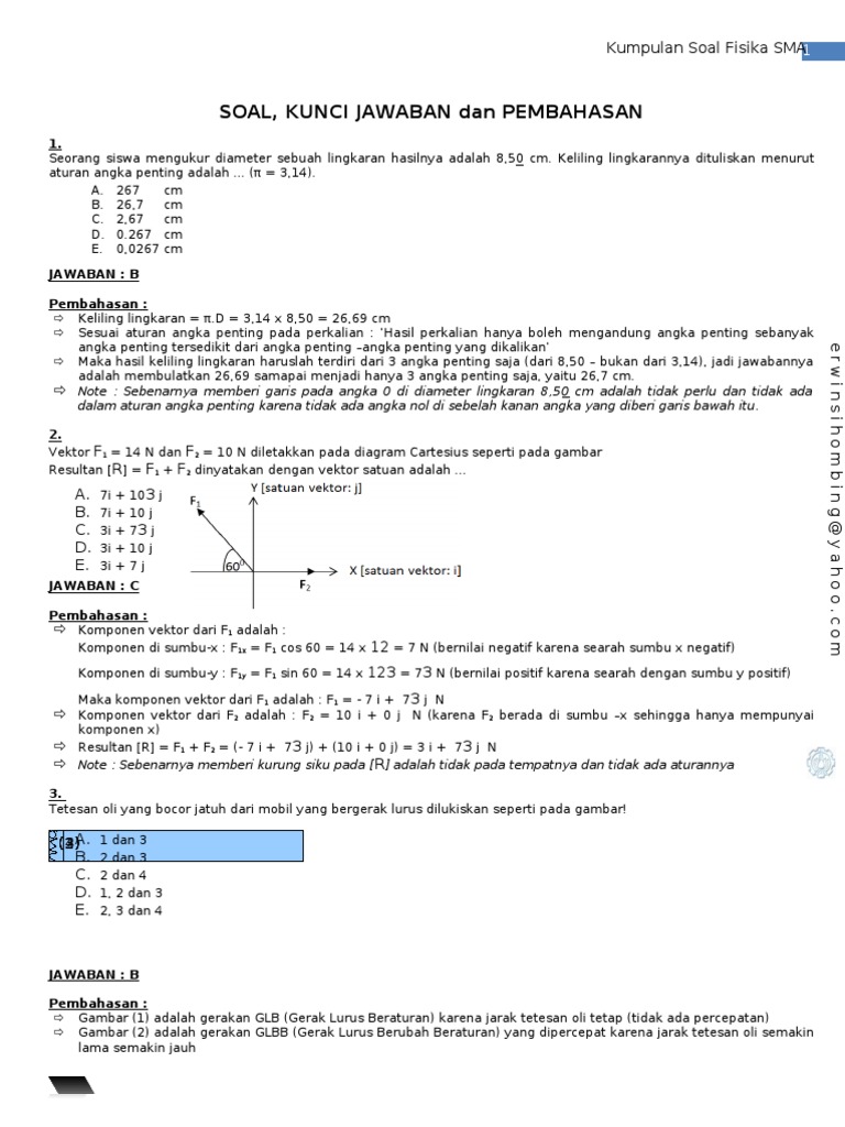 contoh soal essay fisika