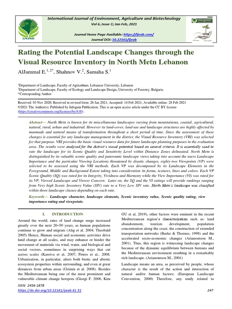 Rating The Potential Landscape Changes Through The Visual Resource ...