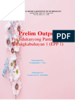 Prelim Output: For Edukasyong Pantahanan at Pangkabuhayan 1 (EPP 1)