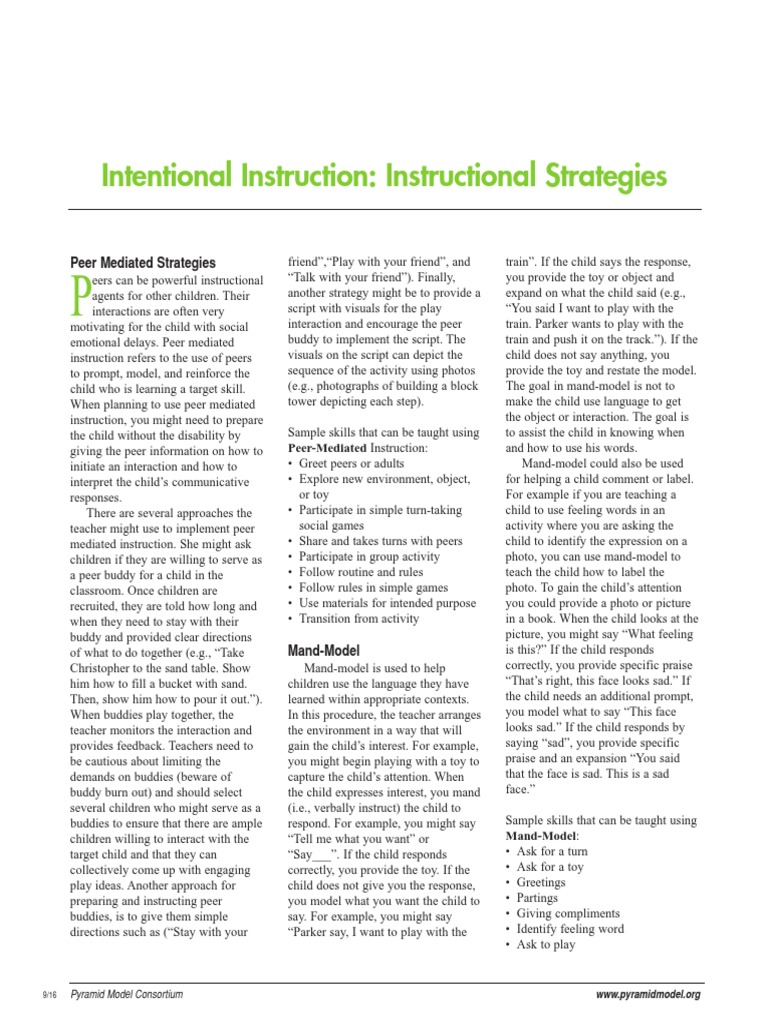 Intentional Instruction: Instructional Strategies | Download Free PDF ...