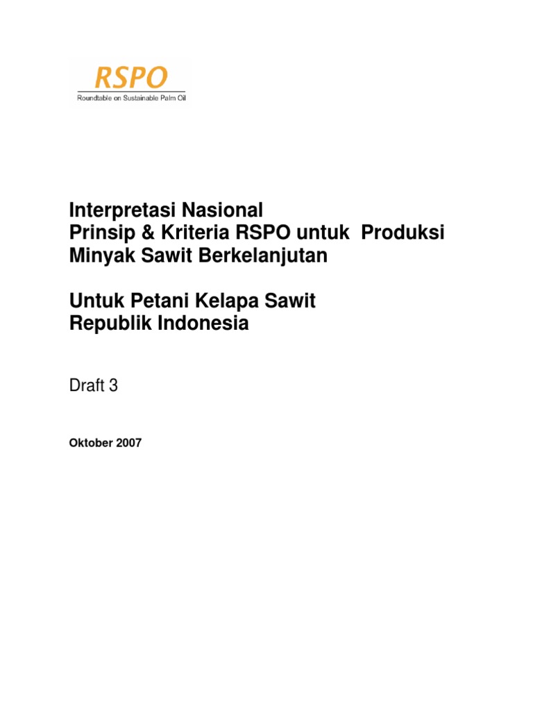 Panduan RSPO Untuk Petani Sawit | PDF