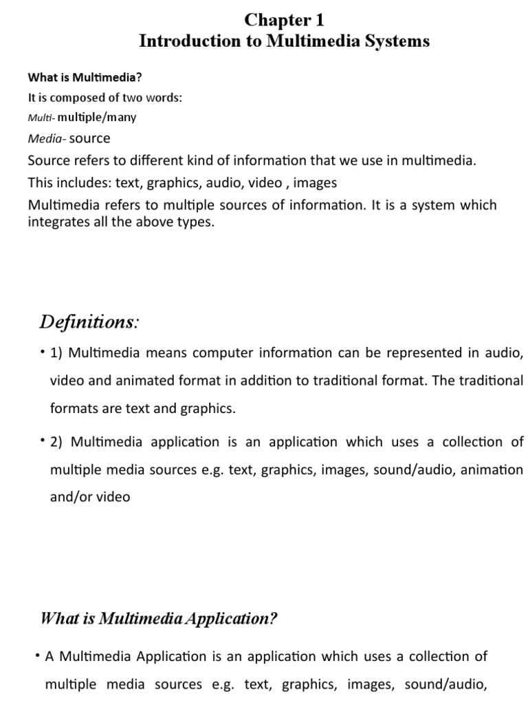 Introduction To Multimedia Systems | PDF | Multimedia | Pixel