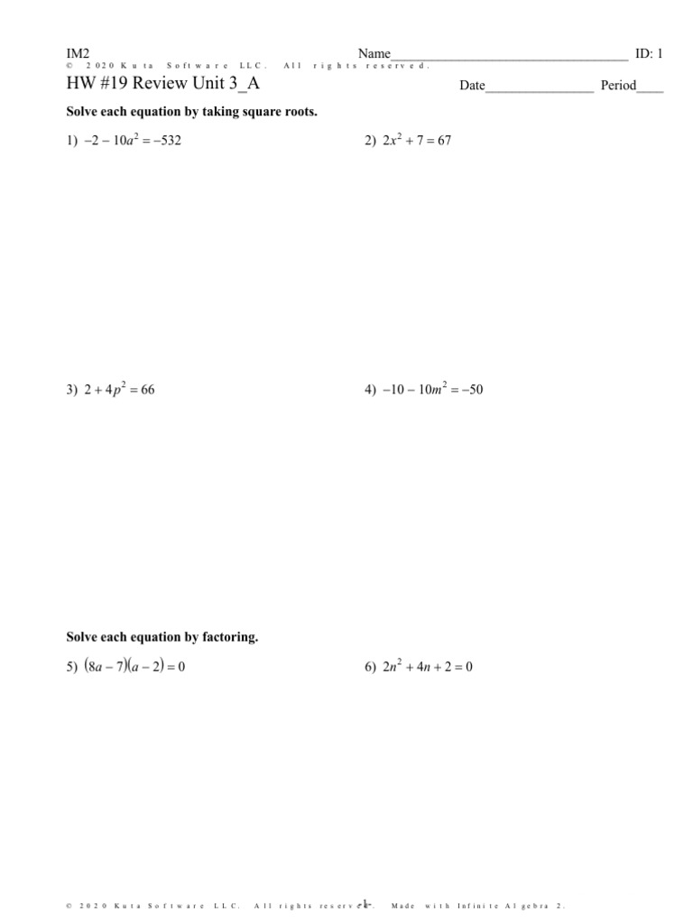 HW #19 Review Unit 3 - A | PDF