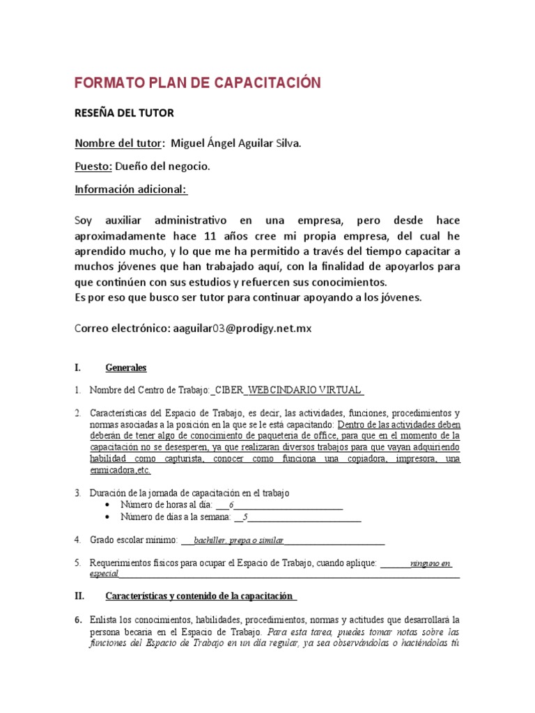 Plan de Capacitación para Jóvenes | PDF | Enseñando y aprendiendo | Science