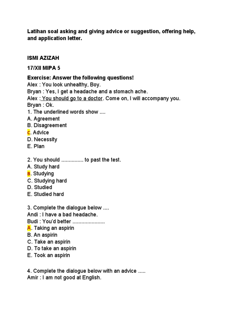 Exercises on Suggestions and Offers | PDF | Business