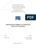 Monografía Sobre Factores Que Afectan El Dinero Jose Rodriguez Ing Económica