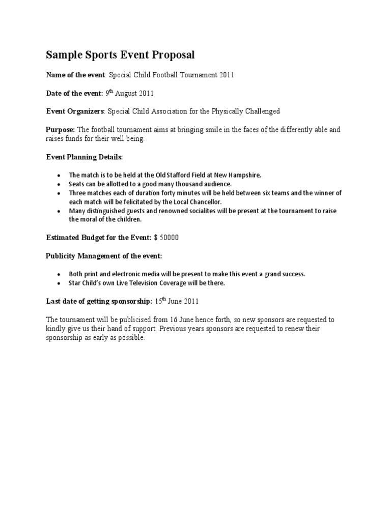 Special Child Football Tournament Proposal | PDF | Games & Activities ...