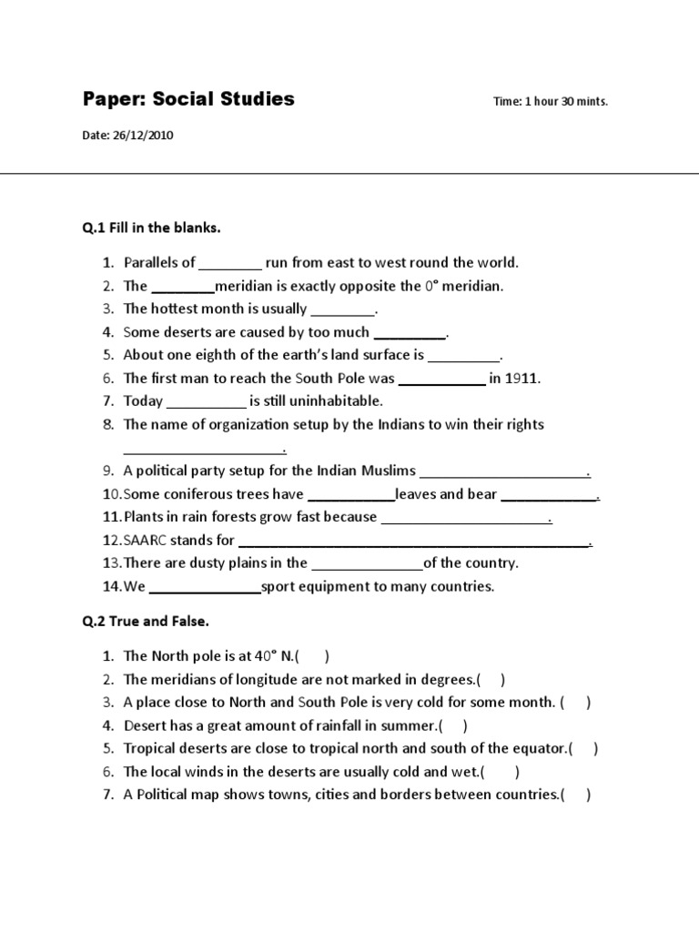 SST Paper 1 26 Dec 2010 | PDF | Desert | Forests