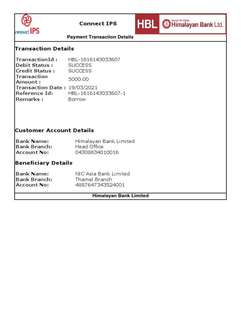 Connect IPS: Payment Transaction Details | PDF