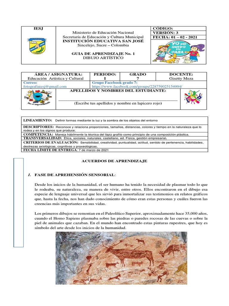 Guía de Dibujo Artístico Grado 7 | PDF | Sombra | Ligero