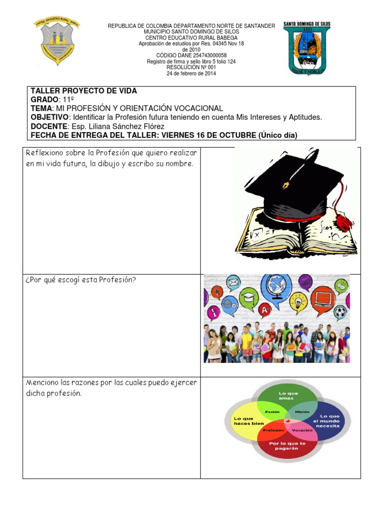 Taller de Proyecto de Vida 11° | PDF