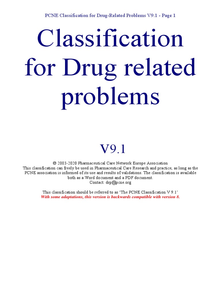 PCNE Classification For Drug-Related Problems V9.1 - Page 1 | PDF ...