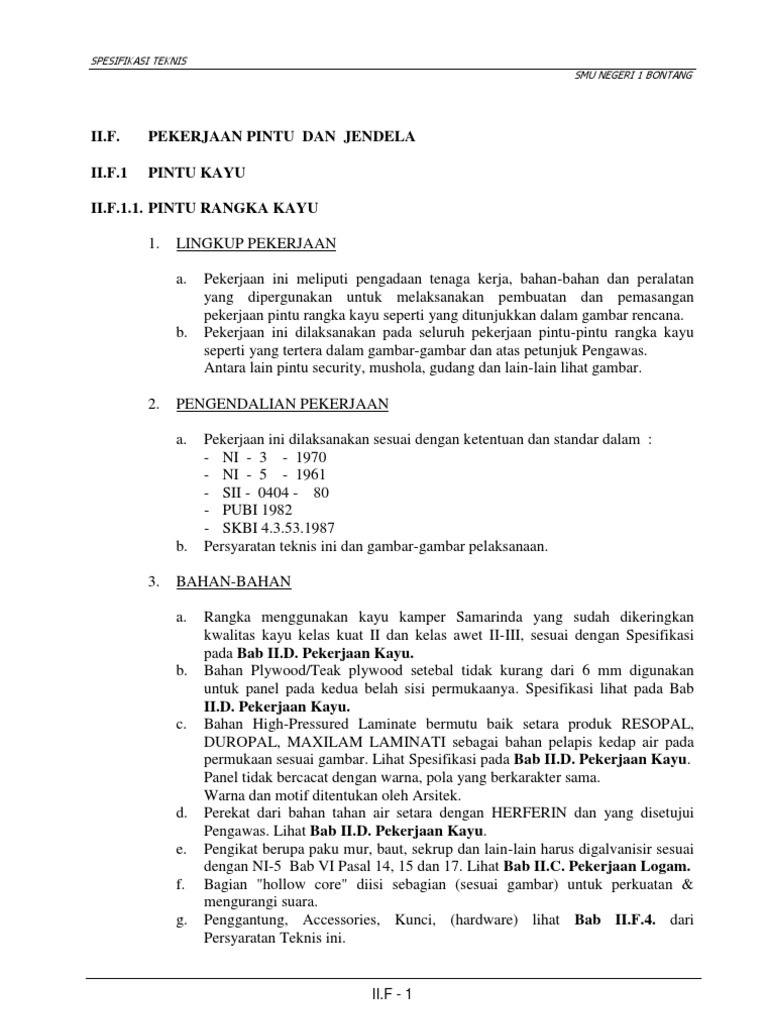 Contoh RKS Teknis | PDF