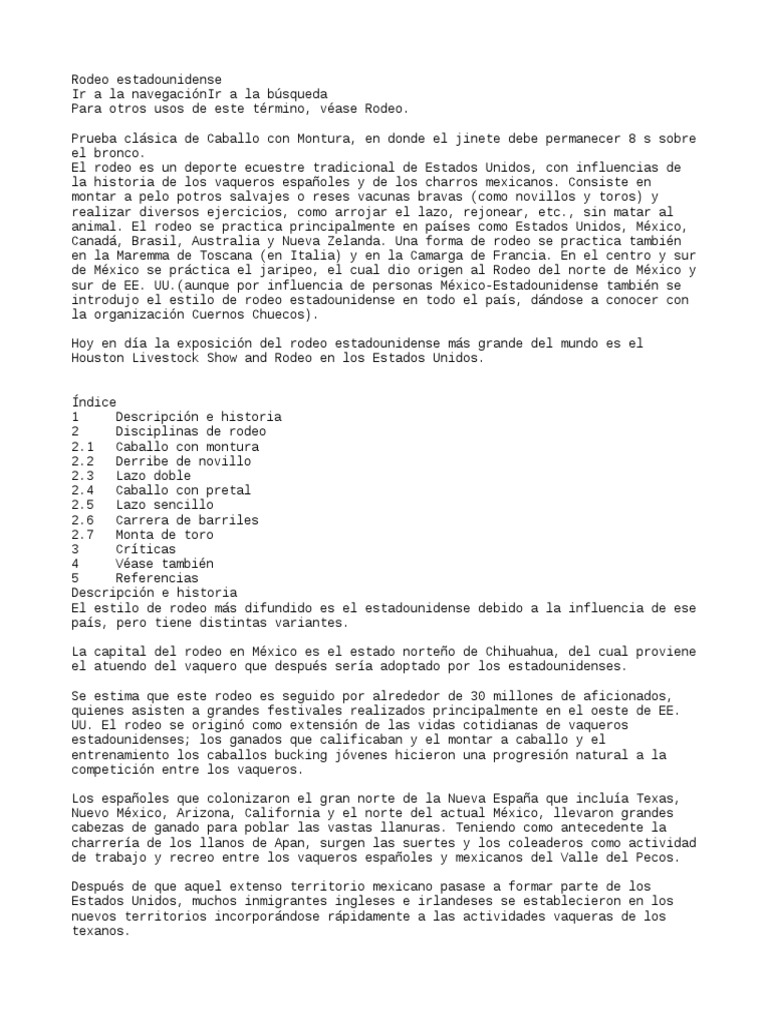 Disciplinas del Rodeo Estadounidense | PDF | Rodeo | Los deportes ecuestres