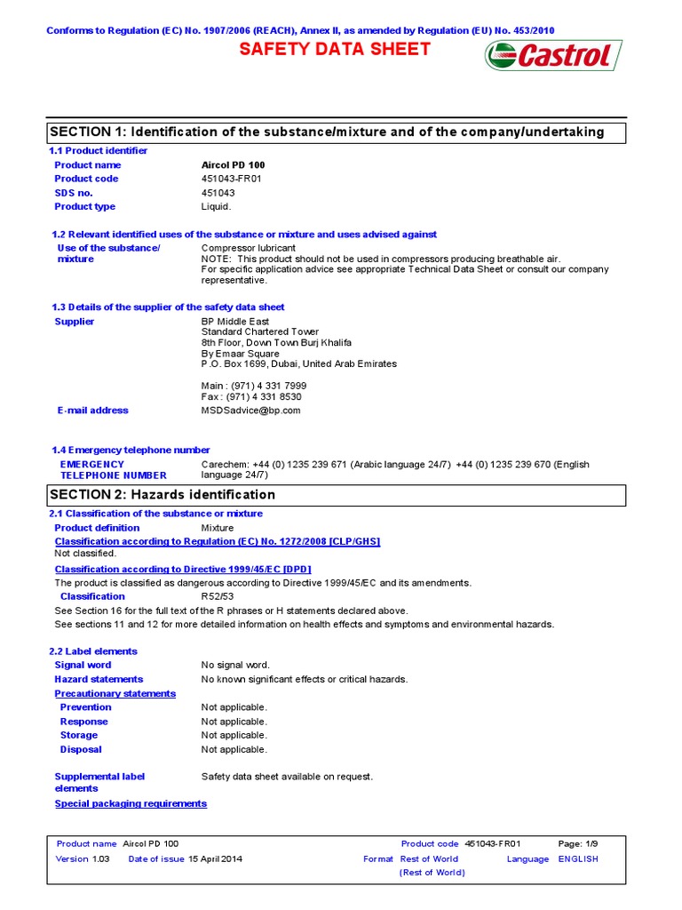 Shell Naturelle S2 Wire Rope Lubricant A Safety Data Sheet