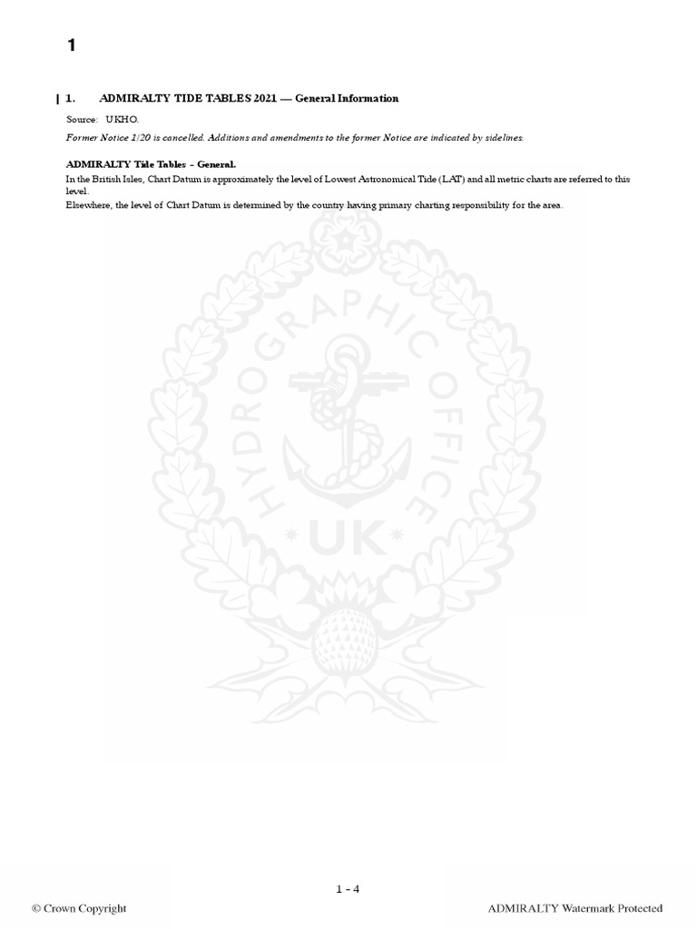 ADMIRALTY TIDE TABLES 2021 General Information PDF
