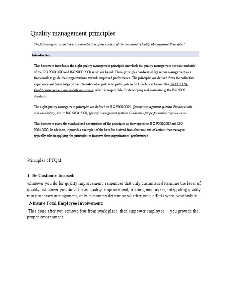 Quality Management Principles | PDF | Quality Management ...