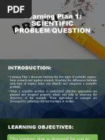 Learning Plan 1: Scientific Problem/Question