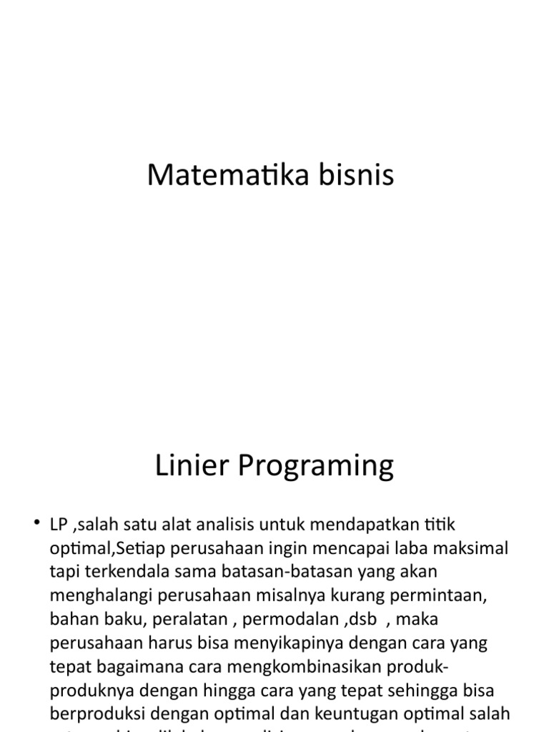 Optimalisasi Laba dengan Linear Programming | PDF