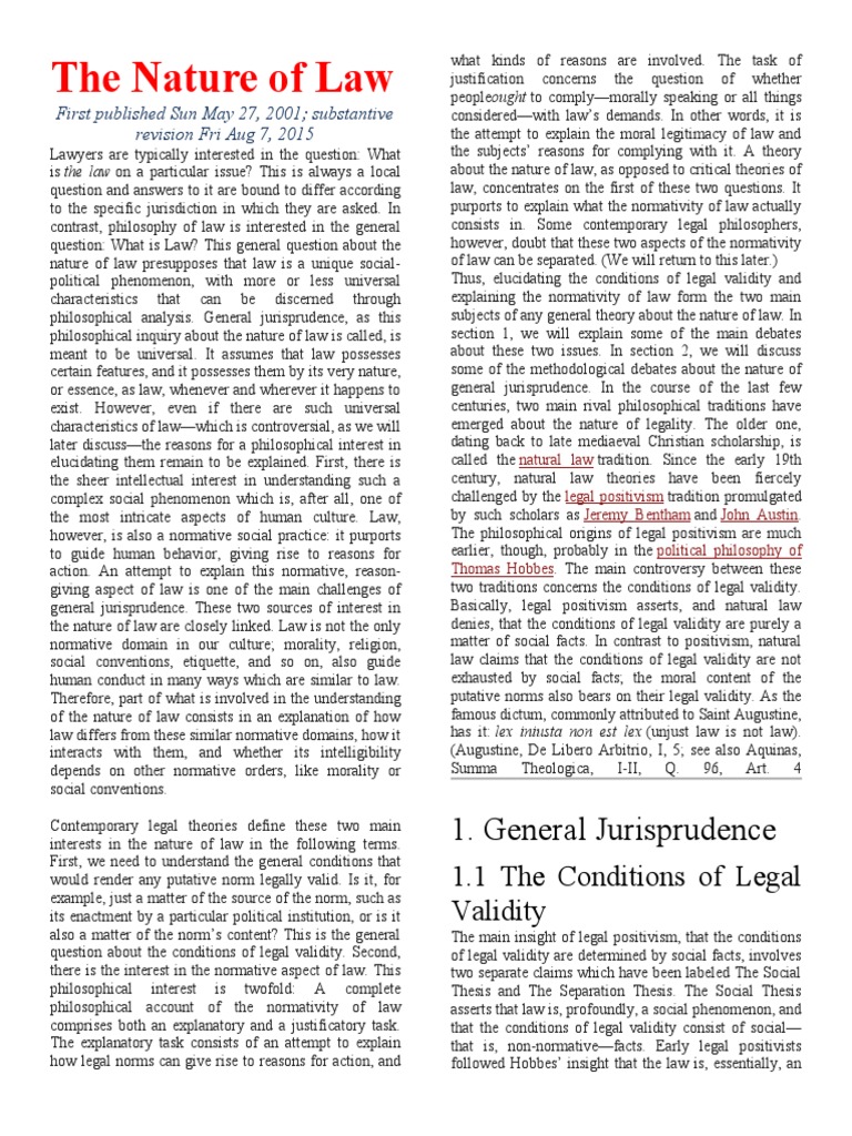 The Nature of Law PDF Jurisprudence Concept