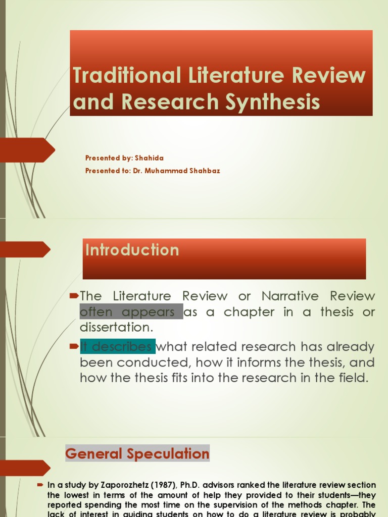 traditional literature review and research synthesis