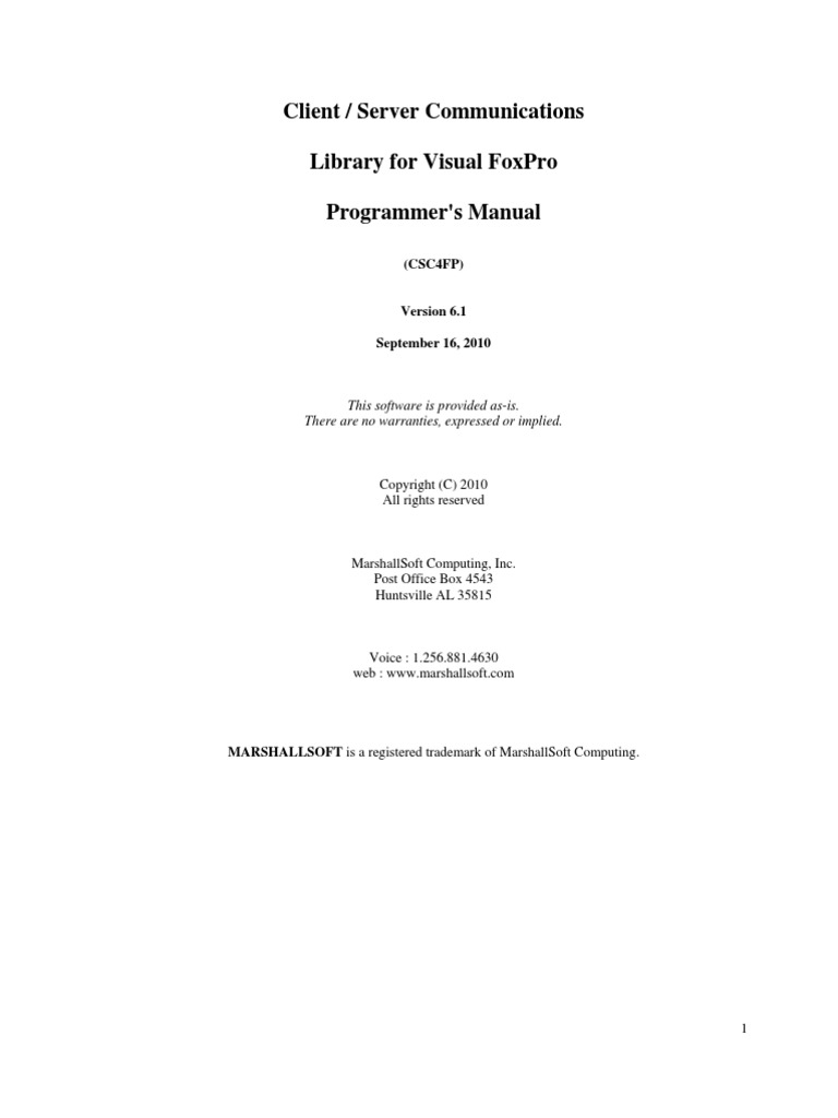 Client / Server Communications Library For Visual Foxpro Programmer'S ...