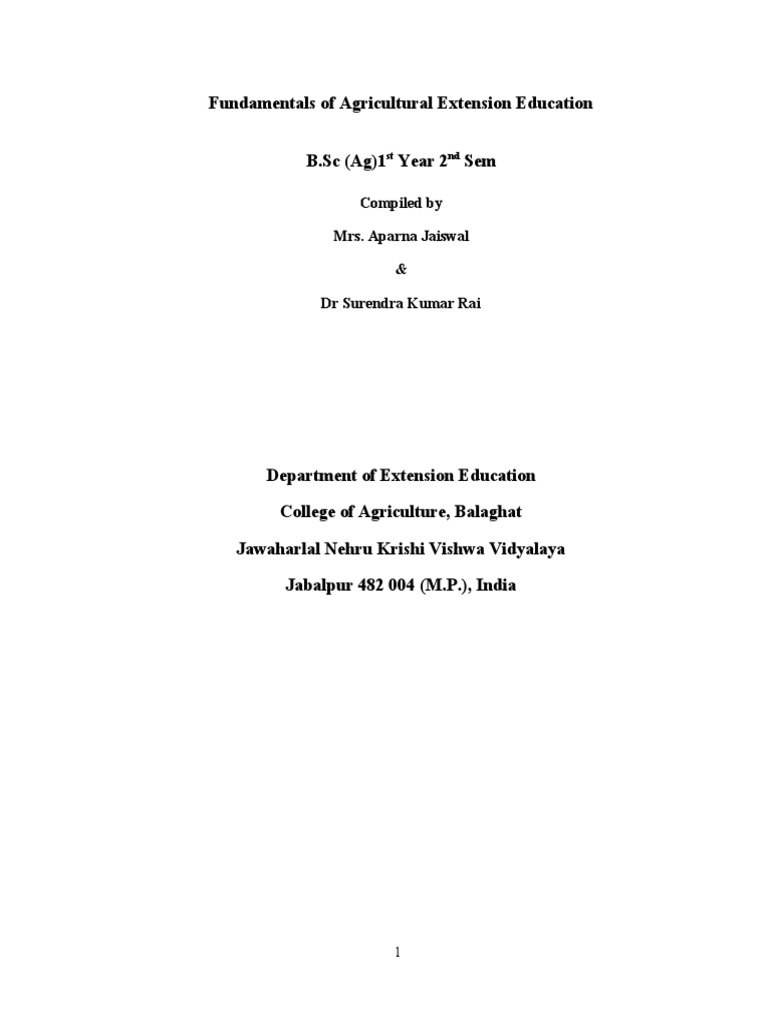 Fundamentals of Agricultural Extension | PDF | Evaluation | Leadership