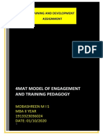 4mat Model of Engagement and Training Pedagogy: Mobashreen M I S Mba Ii Year 1913323036024 DATE: 01/10/2020