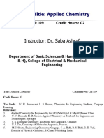 Course Title: Applied Chemistry: Instructor: Dr. Saba Ashraf