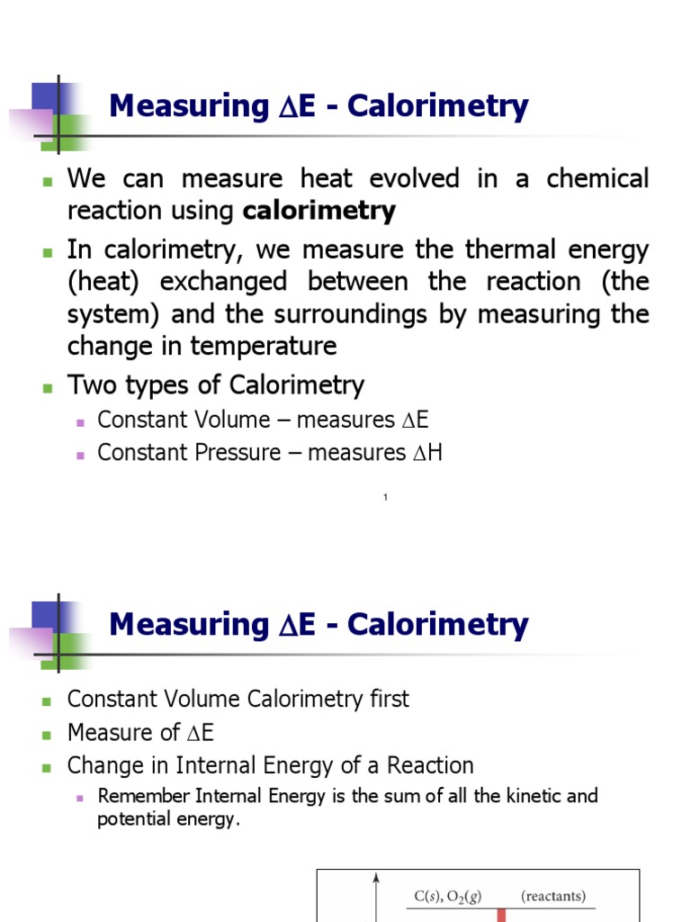 Measuring E For Chemical Reactions ConstantVolume Calorimetry PDF