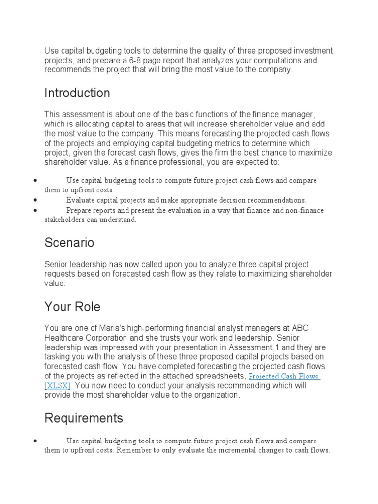 Capital Project Evaluation Report | PDF | Capital Budgeting | Internal ...