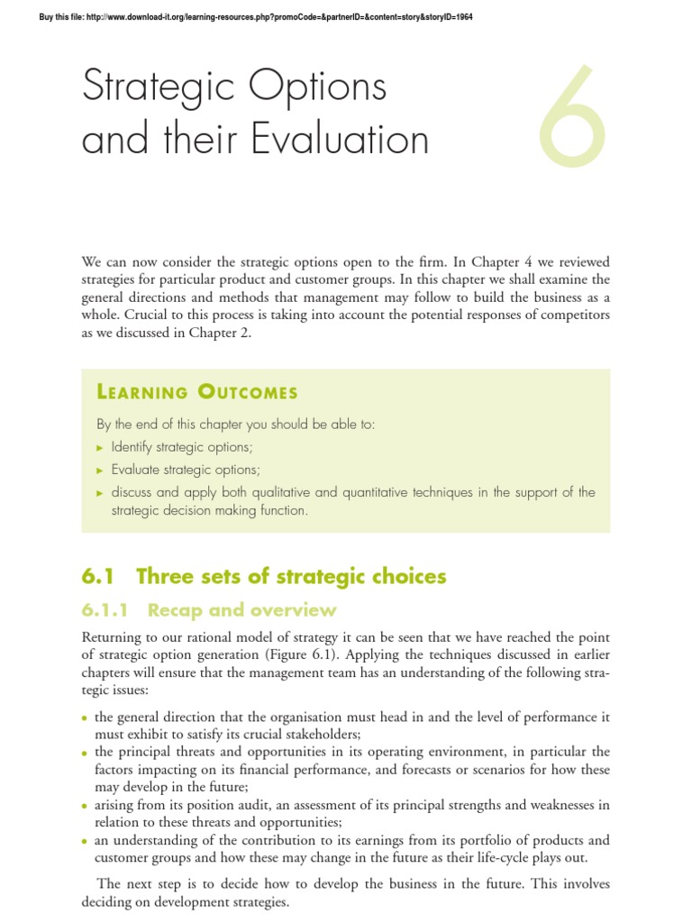 Pages From Chapter 6 Strategic Options and Their Evaluation | PDF ...