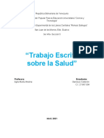 Trabajo Escrito Sobre La Salud (Danierys Calderón, 3er Año Sección 5)