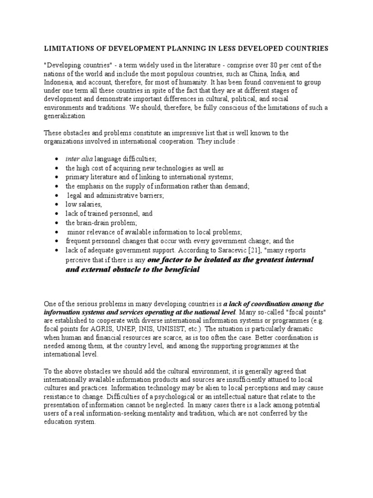 Challenges in Development Planning | PDF | Developing Country | Information