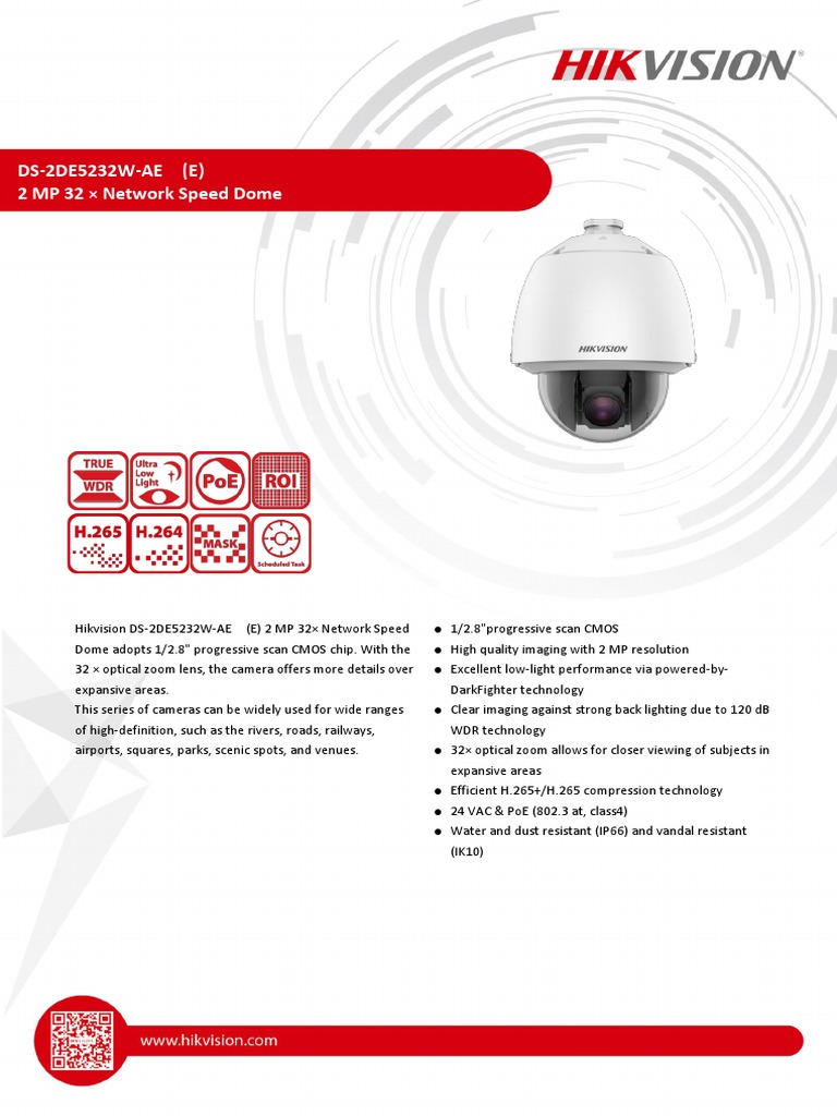 Datasheet Of Ds 2de5232w Ae E 0908 Camera Zoom Lens