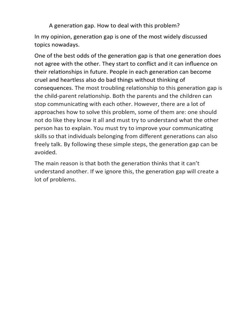 A Generation Gap | PDF | Social Science | Wellness