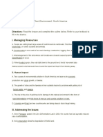 Review Questions: Lesson 3 People and Their Environment: South America