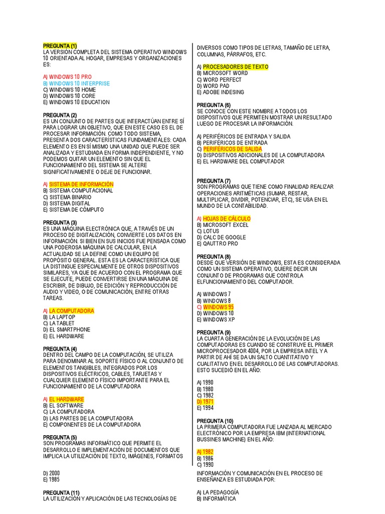 Examen de Arquitectura de Computadoras | PDF | Hardware de la ...