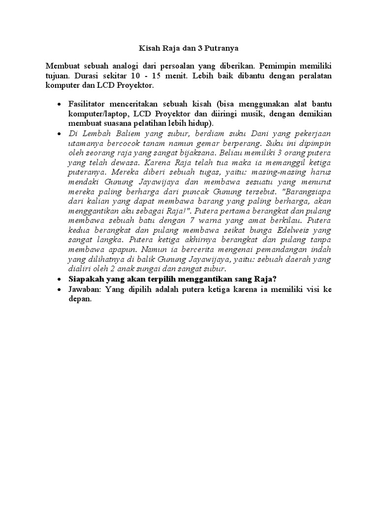 Kisah Bijak Raja dan Tiga Putra | PDF | Perjalanan | Sejarah