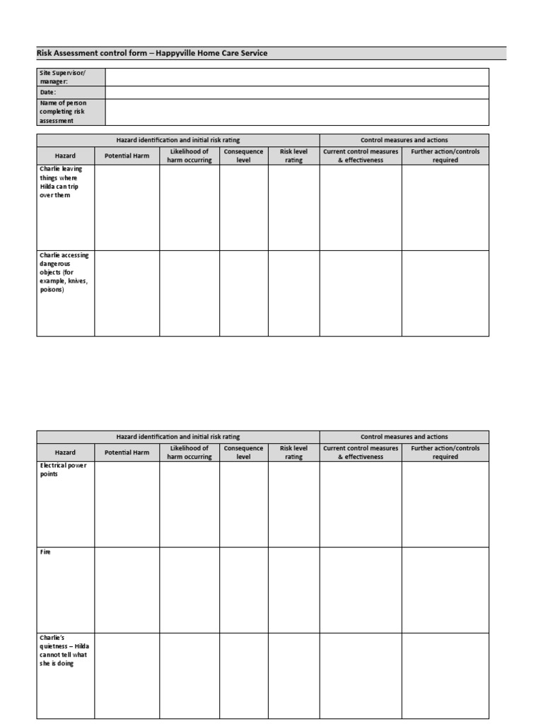 Risk Assessment Control Form Template | PDF | Risk Assessment | Risk