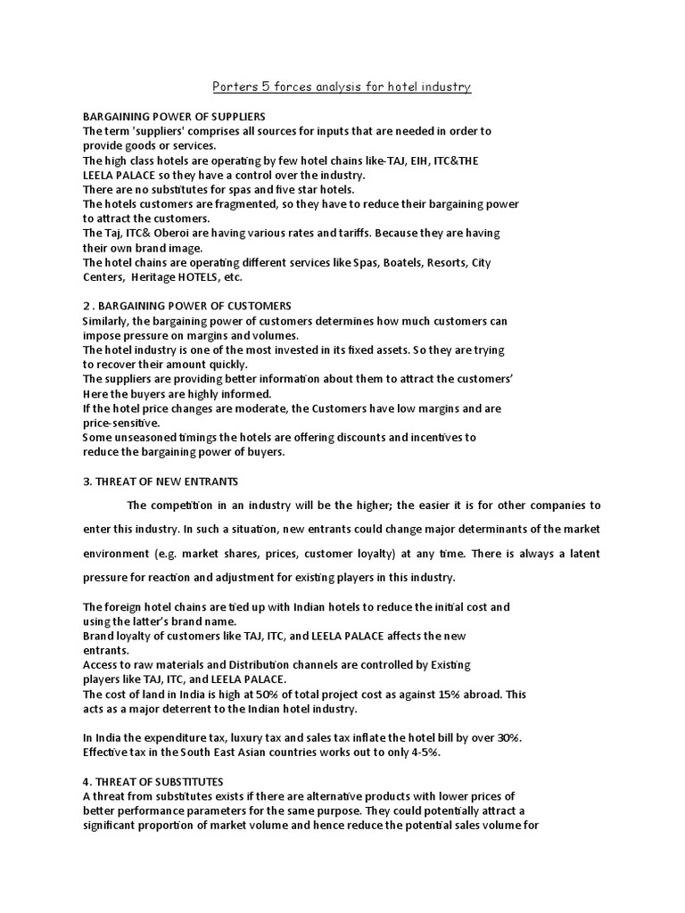 Five forces model of hotel image