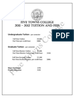 Five Towns College Fall 2011 -2012 Tuition and Fees