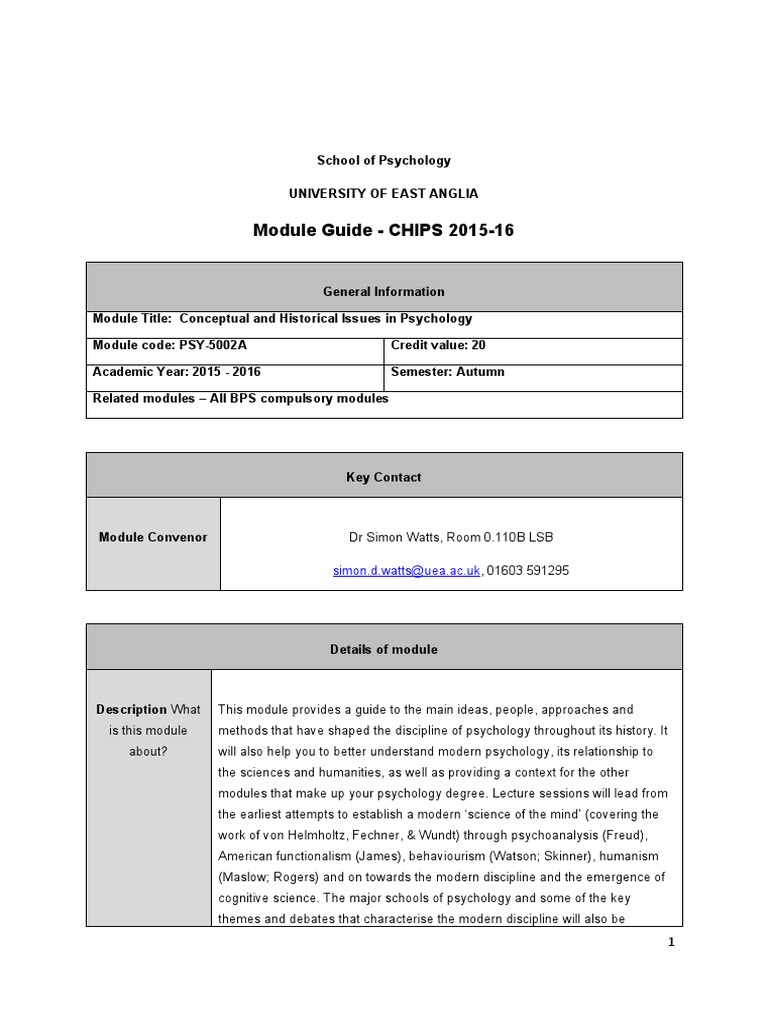 Conceptual Issues in Psychology Module Guide | PDF | Humanities ...