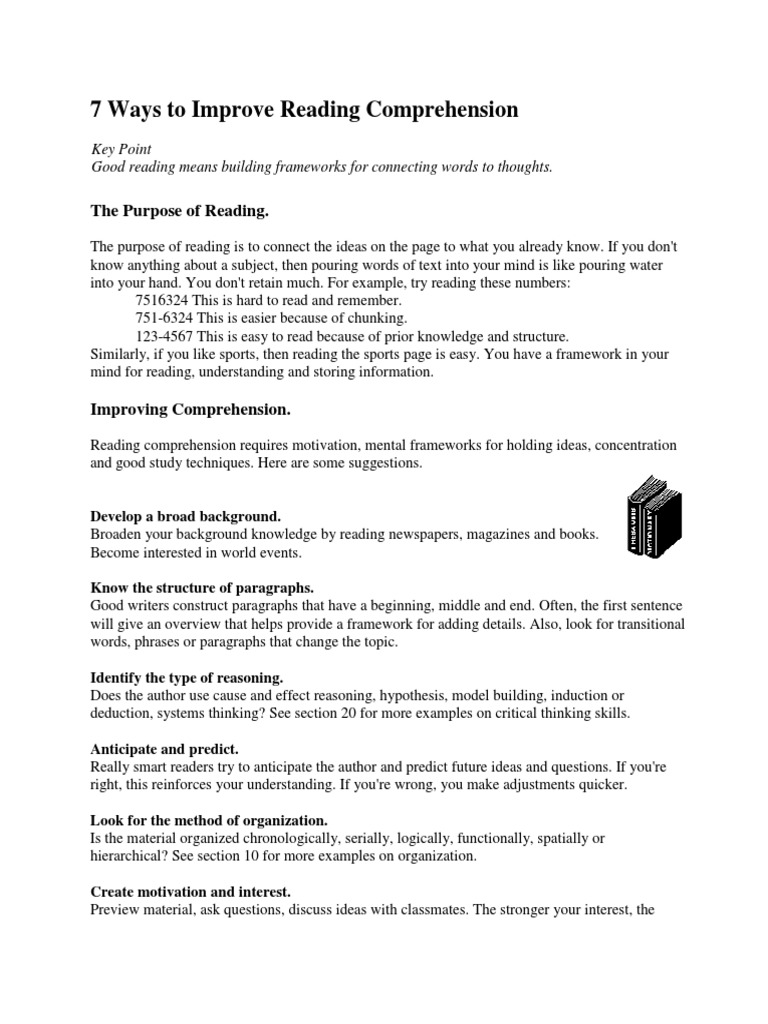7 Ways To Improve - Reading - Comprehension | PDF | Reading ...