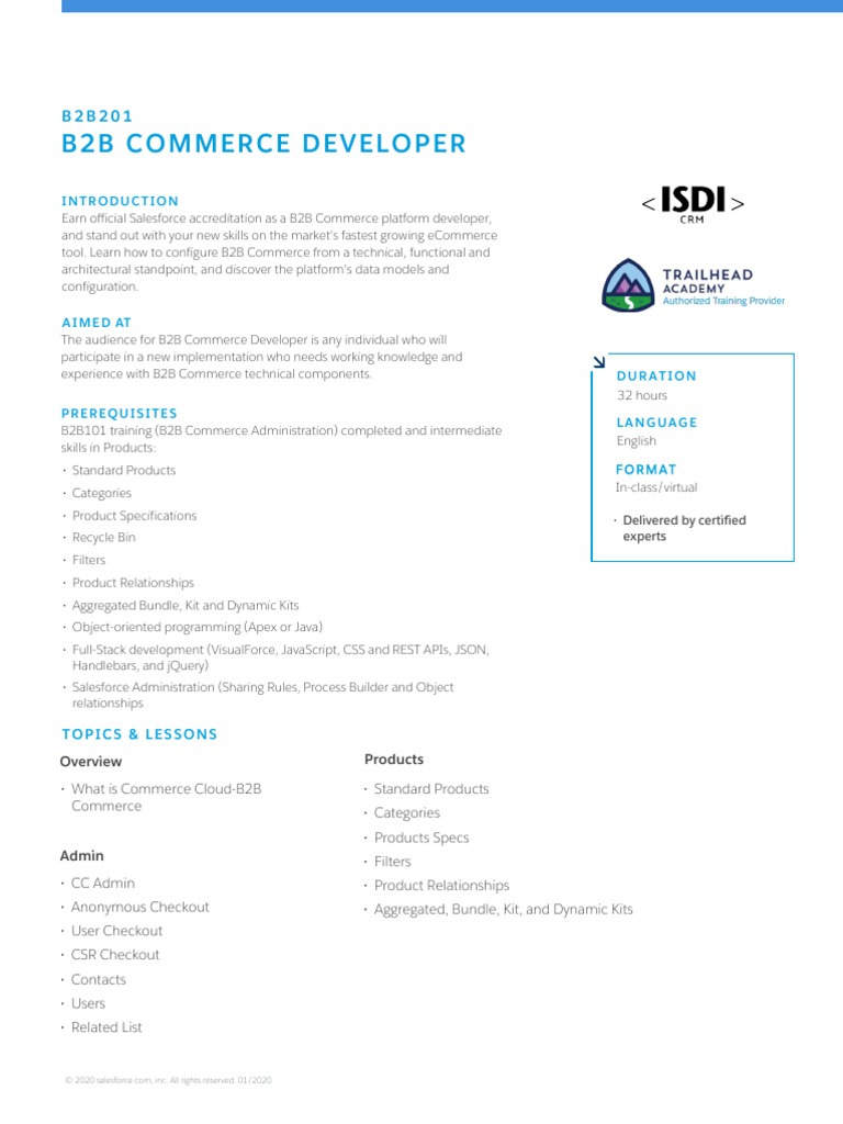 B2B201-EN-2 b2b Commerce Cloud Training Brochure | PDF | Software ...