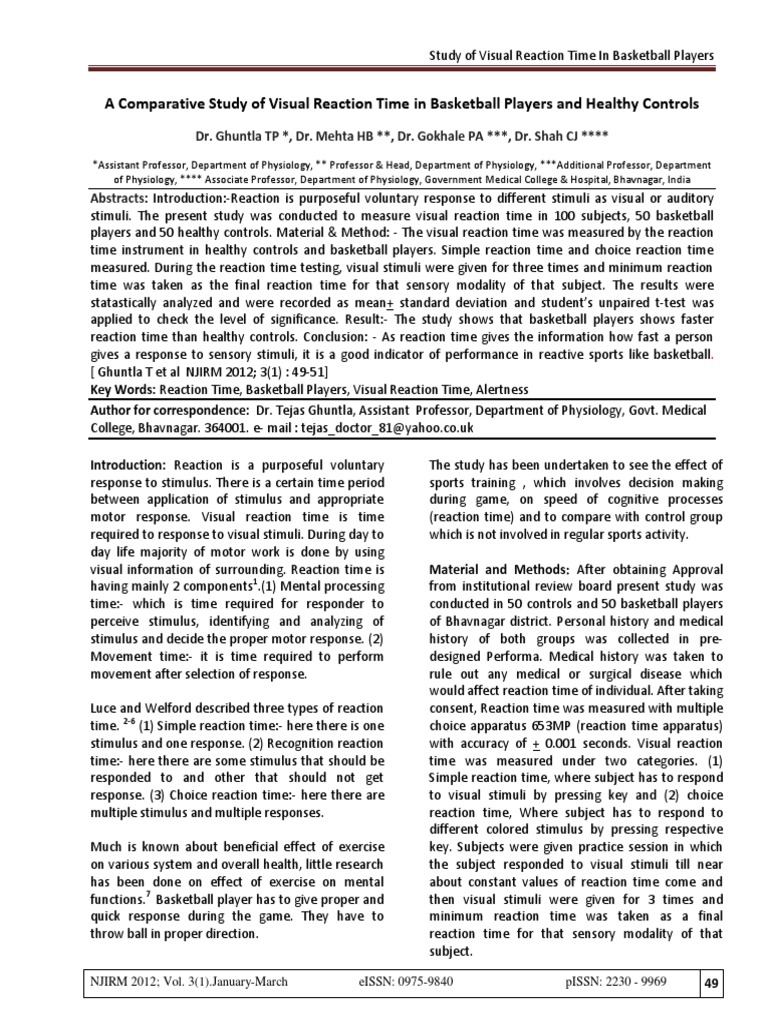 Study Of Visual Reaction Time In Autism – TTDMF